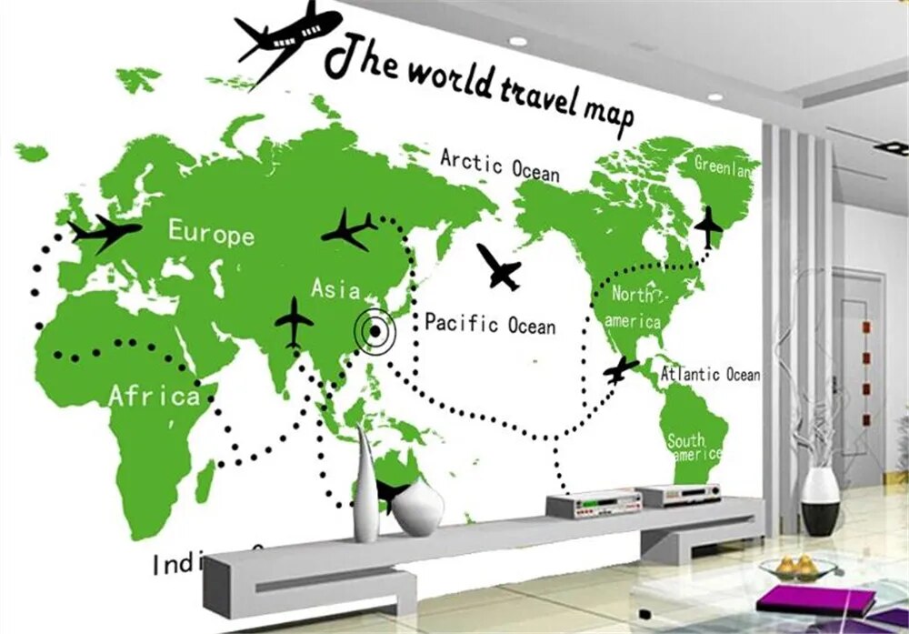 3D wallpaper green world map Stickers