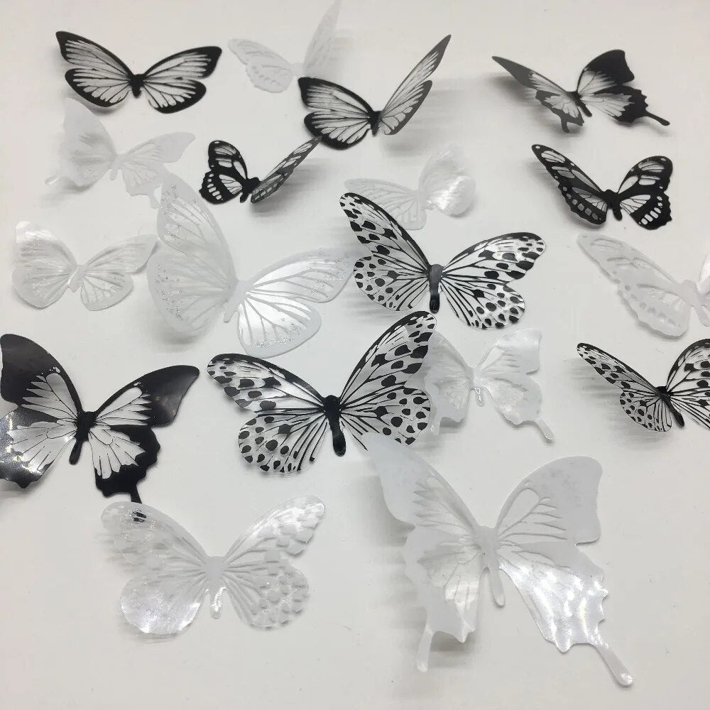 Black and White Crystal Butterflies Wall Sticker