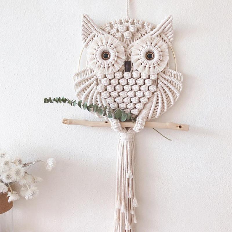 Handmade Owl Macrame Wall Hanging Tapestry Large Owl | Sage & Sill