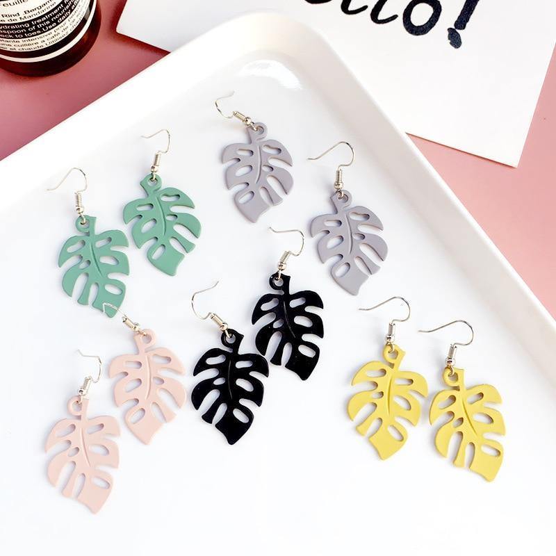 Monstera Leaf Drop Earrings